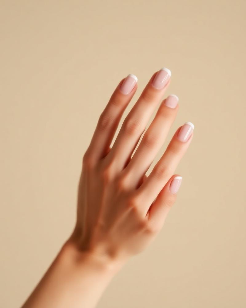 Modern French manicure on natural nails
